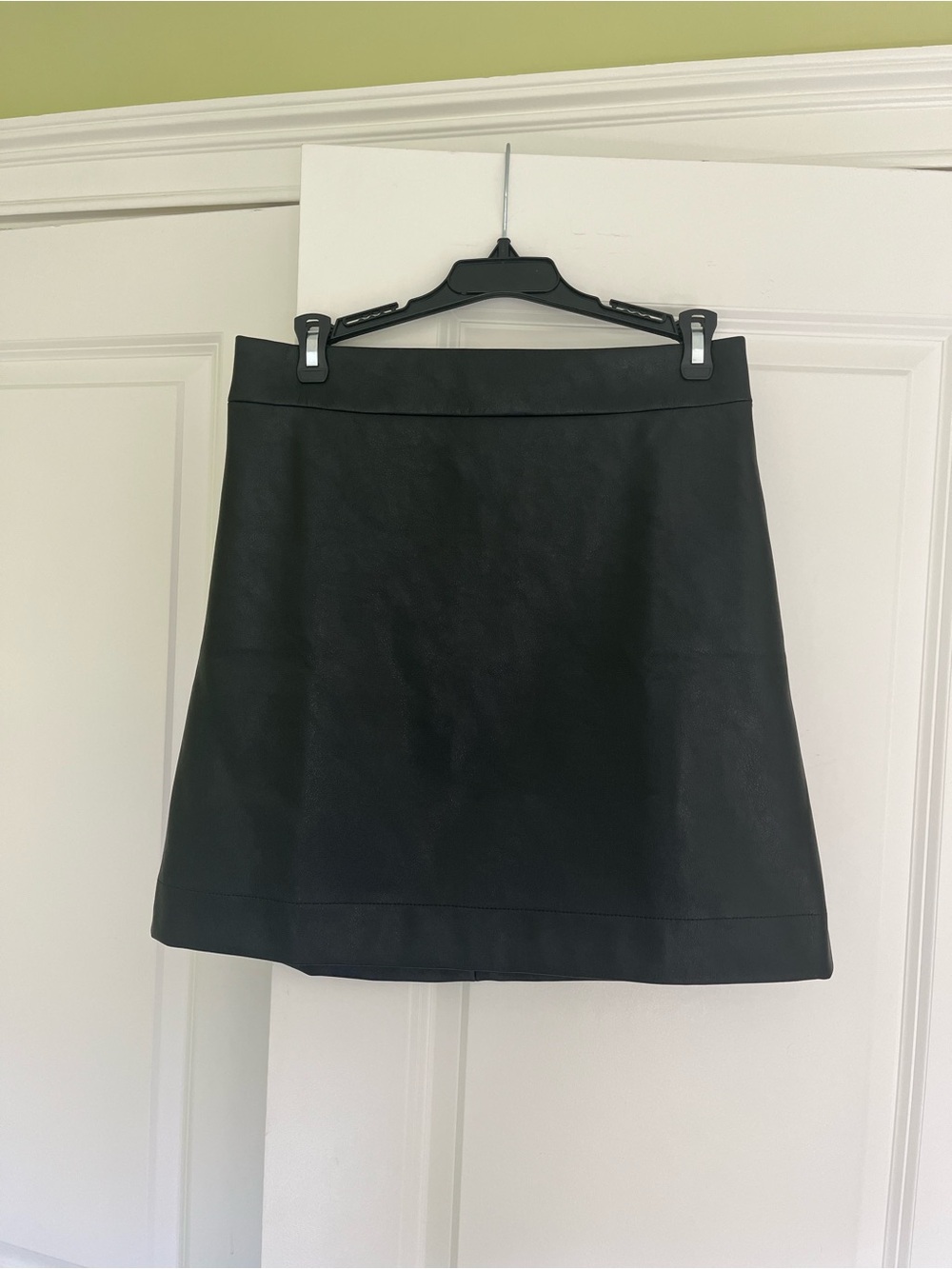 J. Crew Black Faux Leather A-Line Mini Skirt